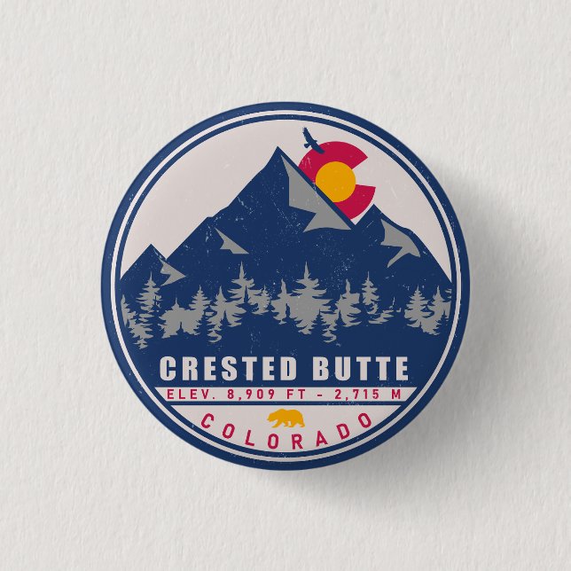 Crested Butte Colorado Retro Souvenirs Button (Vorderseite)