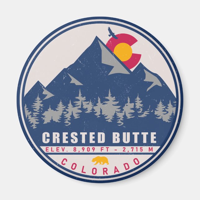 Crested Butte Colorado Retro Souvenirs Magnet (Vorne)