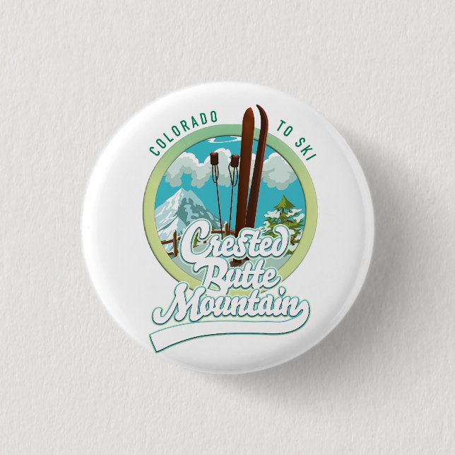Crested Butte Mountain Colorado Logo Button (Vorderseite)
