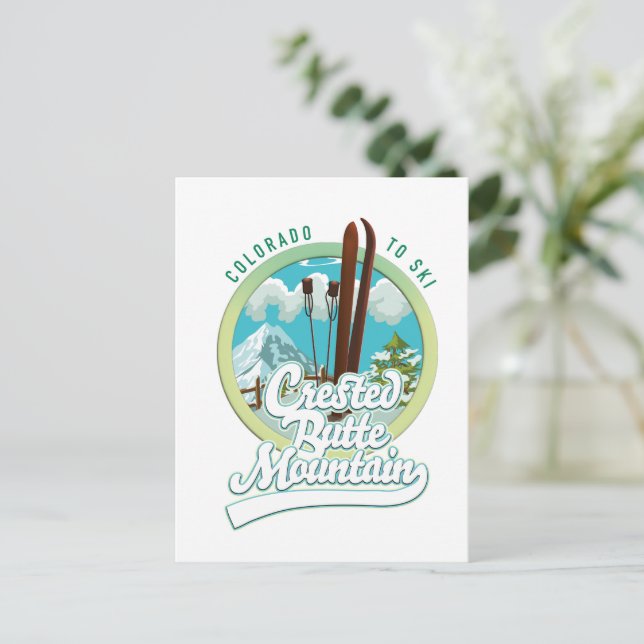 Crested Butte Mountain Colorado Logo Postkarte (Stehend Vorderseite)