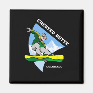 Crested Butte Mountain Colorado Snowboarden Magnet