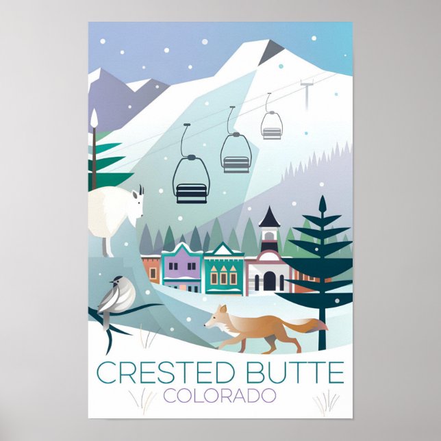 Crested Butte Winterdruck Poster (Vorne)