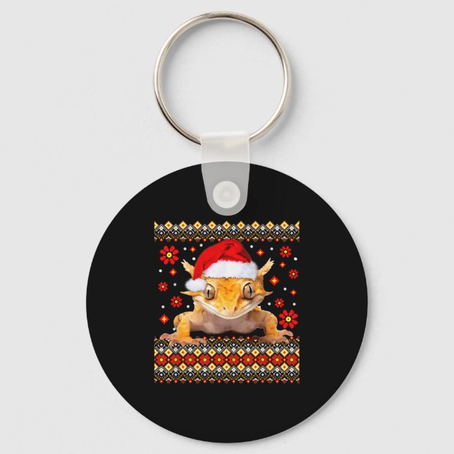 Crested Gecko Ugly Christmas Sweater  Schlüsselanhänger (Vorderseite)