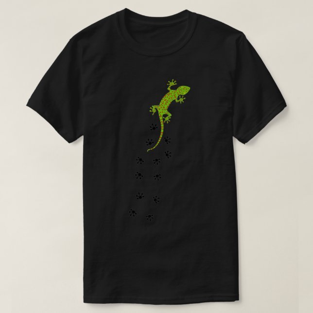Crested Leopard Gecko Retro Graphic Lizard Tracks  T-Shirt (Design vorne)
