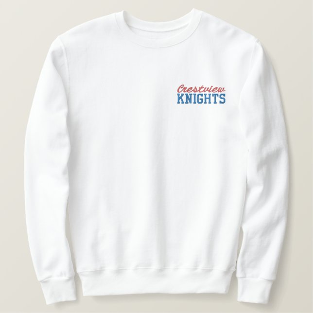 Crestview Knights Embroidered White Sweatshirt (Design vorne)