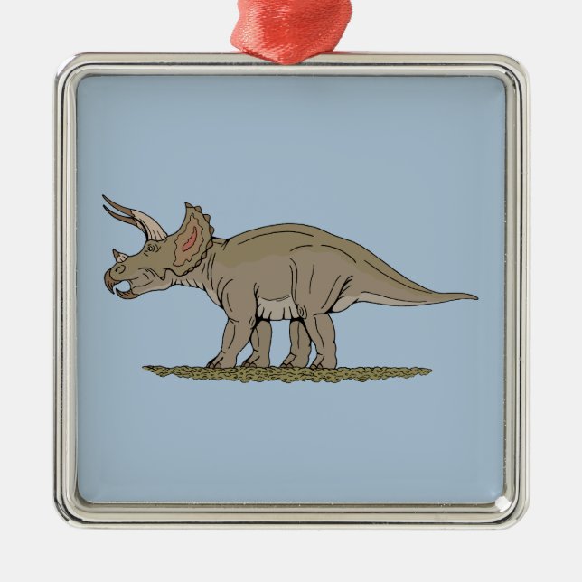 Cretaceus Dinosaurier Triceratops Ornament Aus Metall (Vorne)