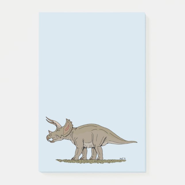 Cretaceus Dinosaurier Triceratops Post-it Klebezettel (Vorderseite)
