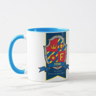 Crête de chevalier bleu nom signifiant Finn F mug
