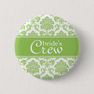 Crew der Apple Green Damask Bride Button