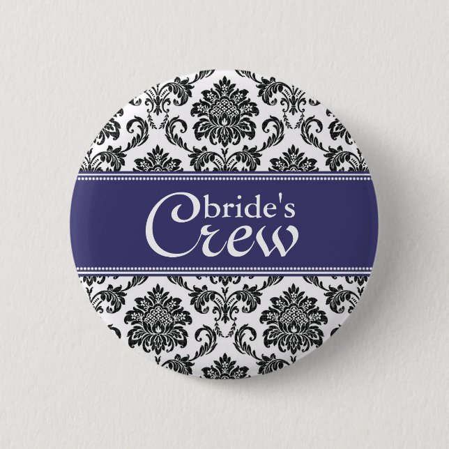 Crew der Blue Damask Bride Button (Vorderseite)