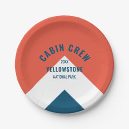 Crew der Kabine Peronalized Zielort Retro Navy Rot Pappteller