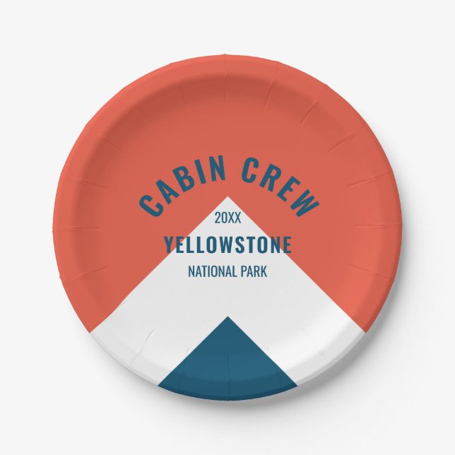 Crew der Kabine Peronalized Zielort Retro Navy Rot Pappteller (Vorderseite)