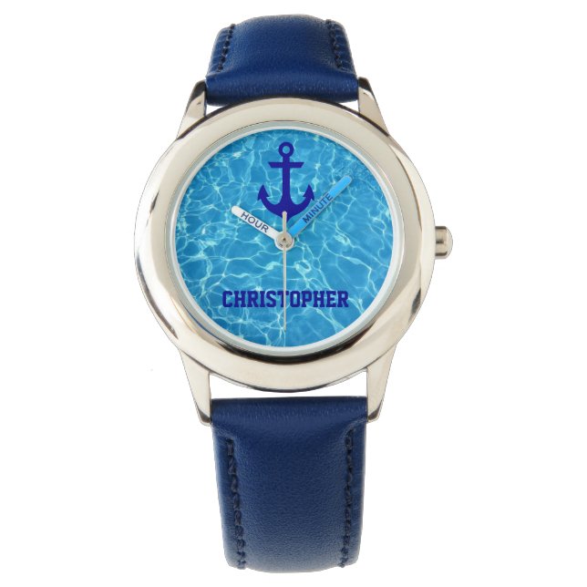Crew des Ankerboots am Strand Armbanduhr (Vorderseite)