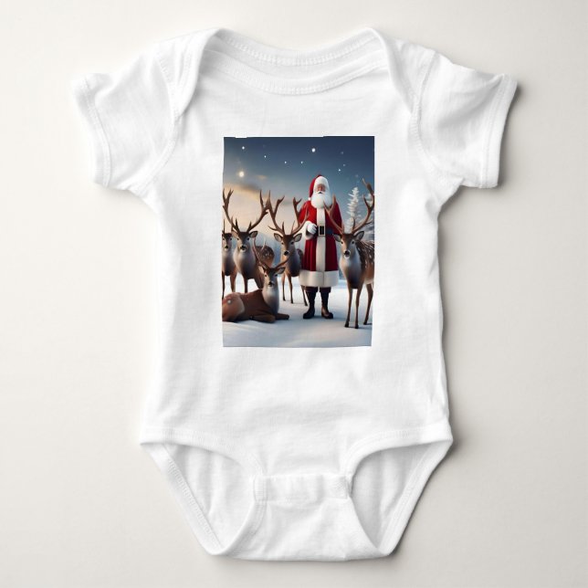 Crew des Weihnachtsmannes: Weihnachtsmann-Posen-Re Baby Strampler (Vorderseite)