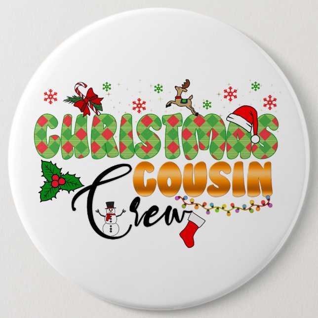 Crew Family Wiedersehen für Weihnachts-Cousin Button (Vorderseite)