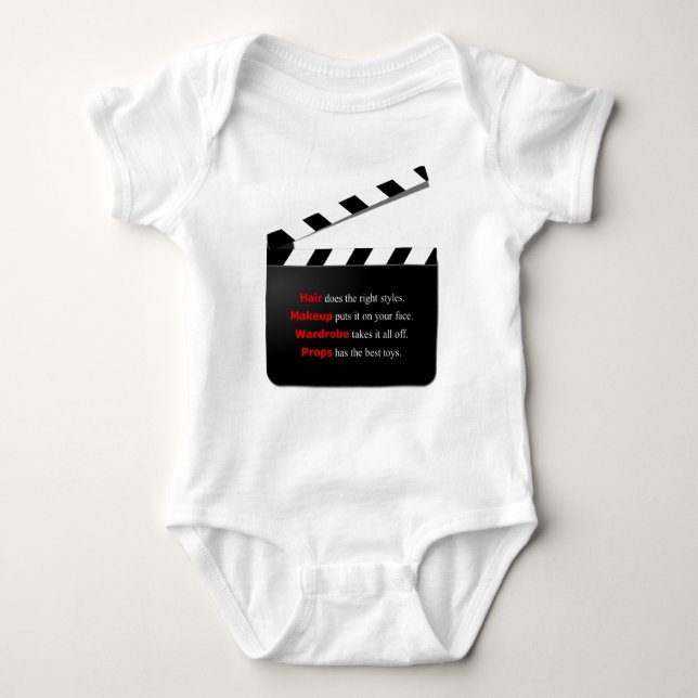 Crew Film Tot Haar und Makeup Baby Strampler (Vorderseite)
