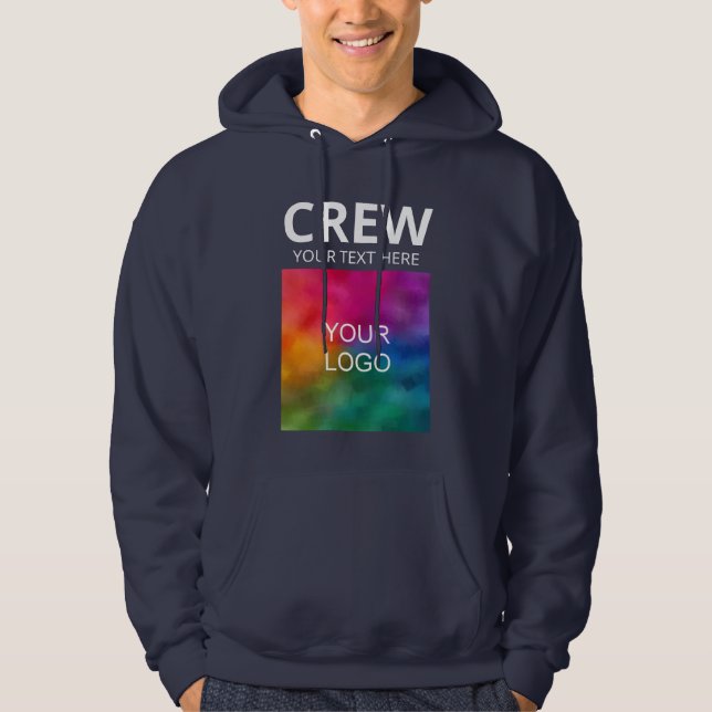 Crew für Firmenlogos Vorlage Mens Navy Blue Hoodie (Vorderseite)