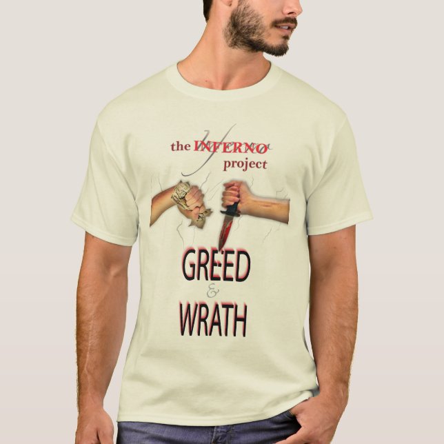 Crew-Halst-shirt der Männer mit Habsucht- u. T-Shirt (Vorderseite)