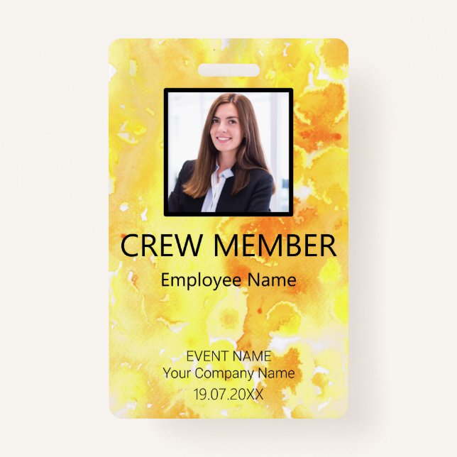 Crew-Member Barcode Gelbes Abzeichen Ausweis (Vorderseite)