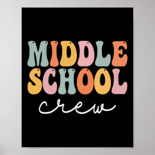 Crew Mittelschule Retro Groovy Vintag erster Tag Poster