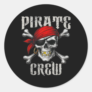 Crew-Piratenflagge-Flag und Schädelknochen Runder Aufkleber
