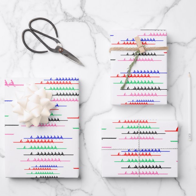 Crew Race Rowers Rowing - Fünf Boote Geschenkpapier Set (Vorderseite)