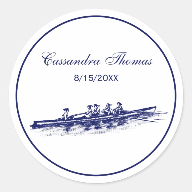 Crew Rowers Runder Aufkleber (Vorderseite)