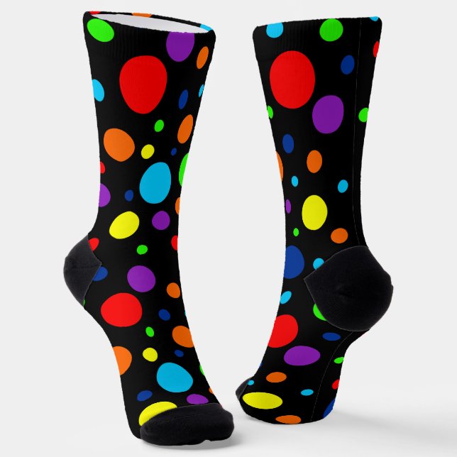 Crew-Socken aus schwarzem Regenbogen Socken (Gewinkelt)