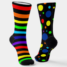 Crew-Socken aus schwarzem Regenbogen Socken
