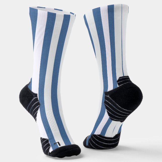 Crew Socken Blau & Weiß Streifen (Gewinkelt)