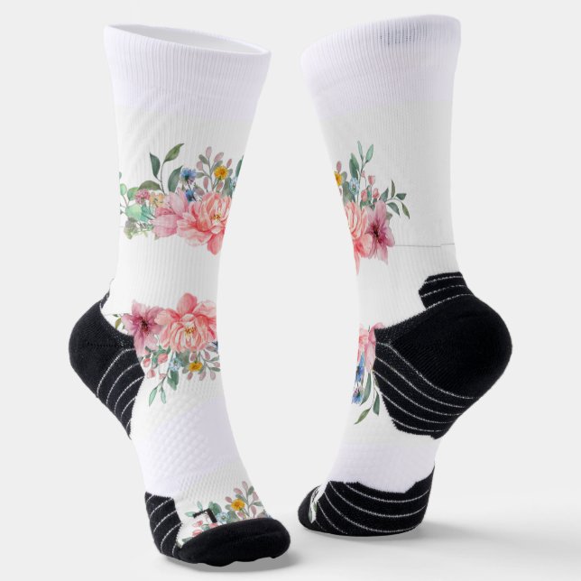 Crew Socken farbenfrohe Blumen (Gewinkelt)