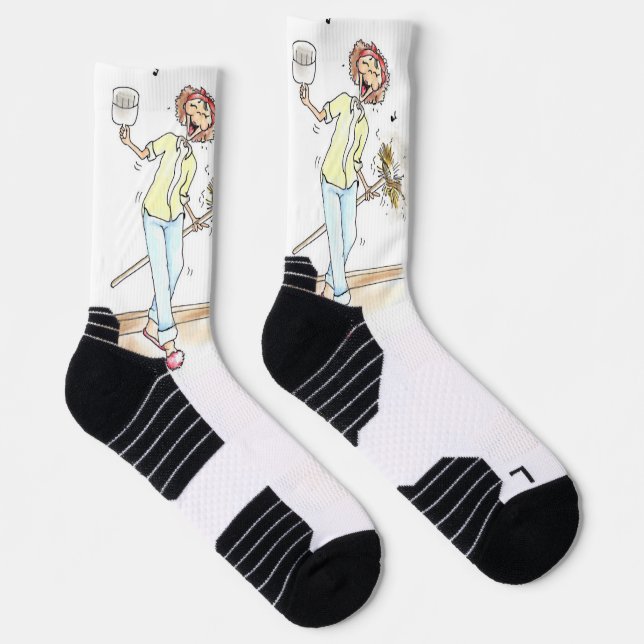 Crew Socken farbenfrohe Happy Cleaning Lady (Rechts)