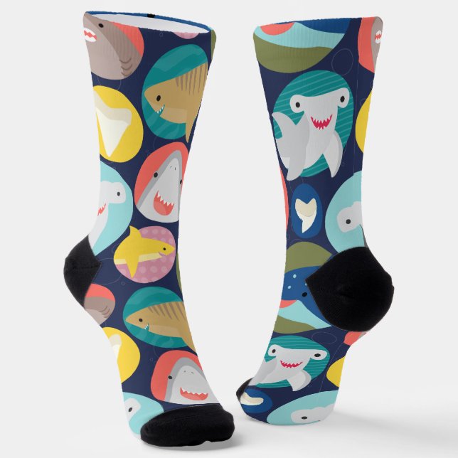 Crew-Socken für niedliche Haiarten Socken (Gewinkelt)