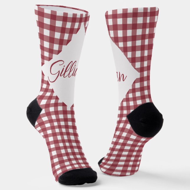 Crew Socken für Rot und Weiß Schachbretter individ (Gewinkelt)