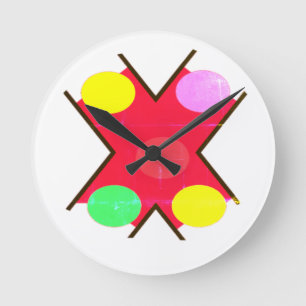 Crew Socken GIANT DOTS YELLOT ROT HELL GRÜN Runde Wanduhr