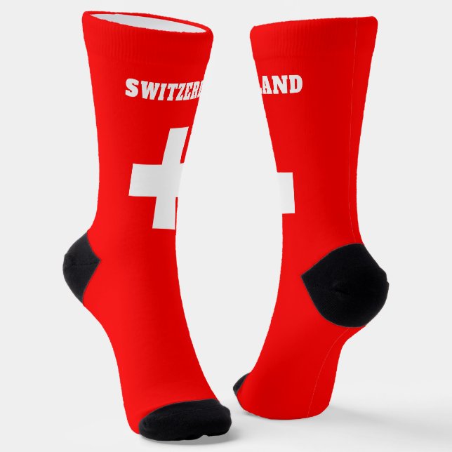 Crew-Socken mit Schweizer Flagge Socken (Gewinkelt)