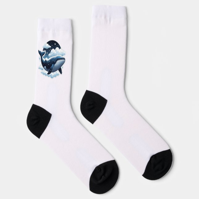 Crew Socken schwebende Wolke Wal mit Sternen  (Rechts)