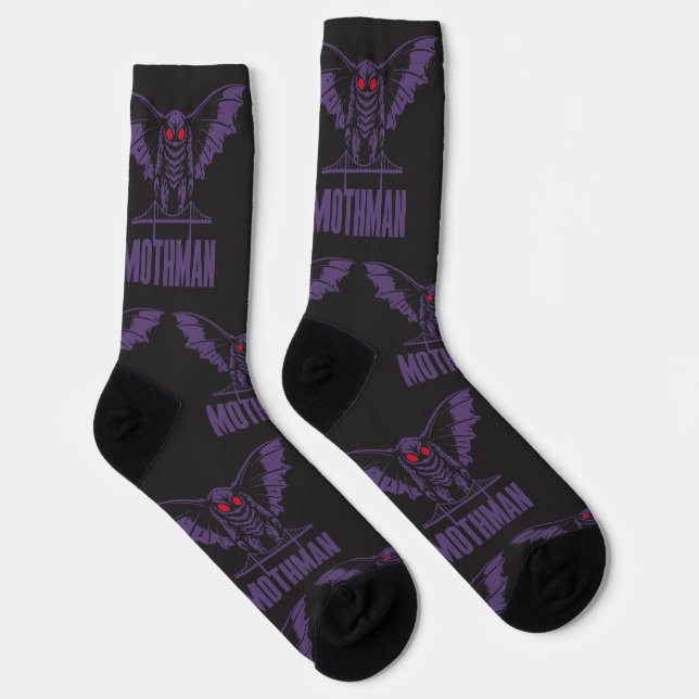 Crew Socks mothman pattern purple Socken (Rechts)