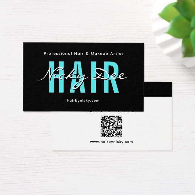 Crew Talent Block Text Business Card | QR Code (Bureau)