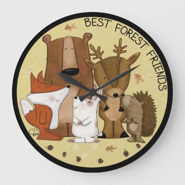 Crew Waldland - beste Waldfreunde/ Einzelpersonen Große Wanduhr (Vorderseite)