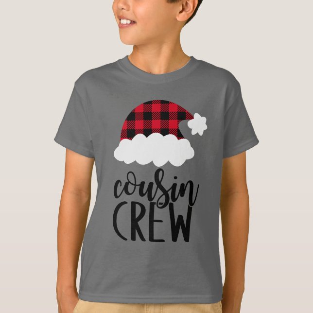 Crew zum WeihnachtsCousin - Buffalo Kariert T-Shirt (Vorderseite)