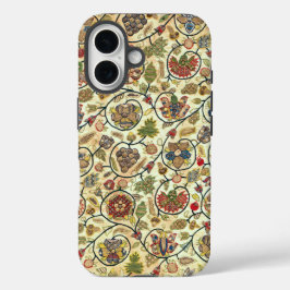 Crewel Work Stickerei Obst und Blume iPhone 16 Hülle