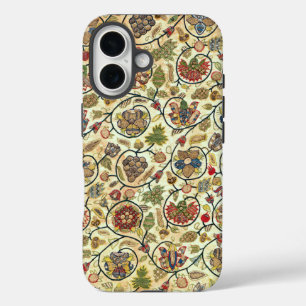 Crewel Work Stickerei Obst und Blume iPhone 16 Hülle