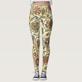 Crewel Work Stickerei Obst und Blume Leggings