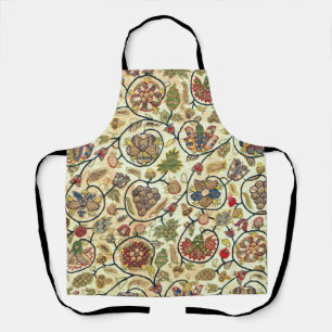 Crewel Work Stickerei Obst und Blume Schürze