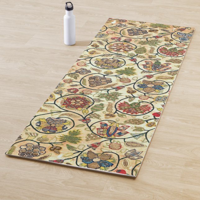 Crewel Work Stickerei Obst und Blume Yogamatte (Beispiel)