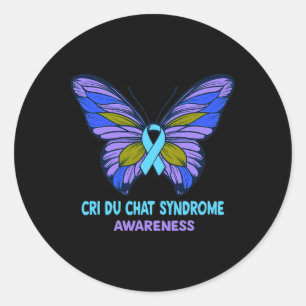 Cri Du Chat Syndrome Awareness Blue Ribbon Runder Aufkleber