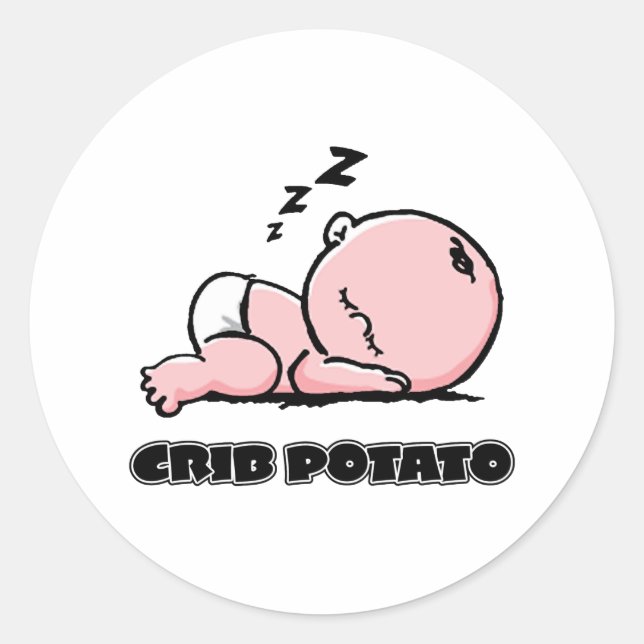 Crib Potato - Kleines Schlafbaby Runder Aufkleber (Vorderseite)