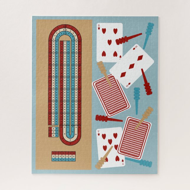 Cribage Game Board und Spielelemente (Vertikal)