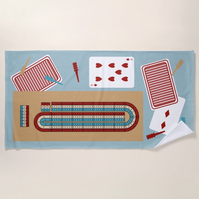 Cribage Game Board und Spielelemente Strandtuch (Vorderseite)